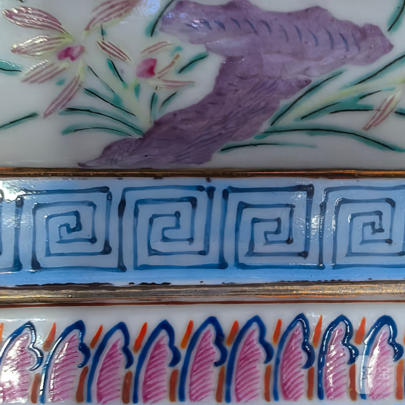 清晚期-民国 粉彩花卉纹高足格盘 - 图11